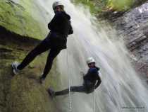 Arrivée d'un rappel dans le canyon d'Angon, Talloire.