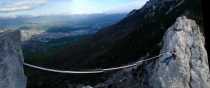 Panoramique de la Tyrolienne. Evidement la corde n'est en rélité pas coupée!