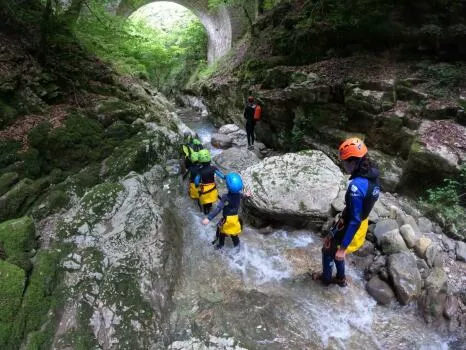 Au départ de la randonnée aqua du pont du diable
