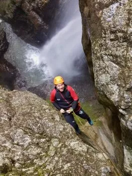 Abseiling down