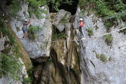 Bridge in Saint Vincent de Mercuze via ferrata