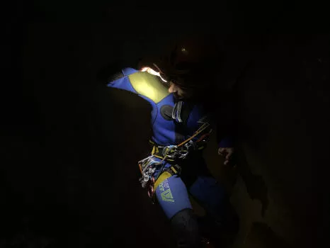 Dark abseiling at Groin canyon