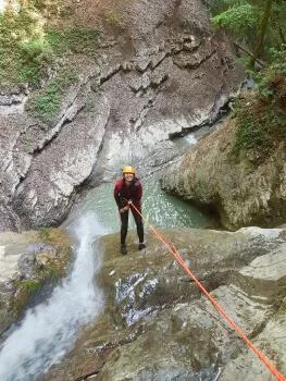 Abseiling just near the waterfall 