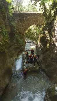 Passage under a bridge