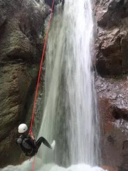 Watered abseiling down in Pissarde Canyon, in Vercors