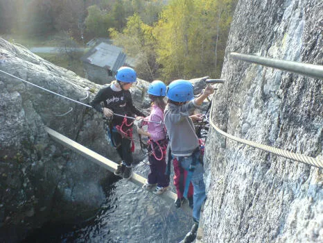 Easy Climbing above the canyon, Waterfall via ferrata, Alpe du grand Serre