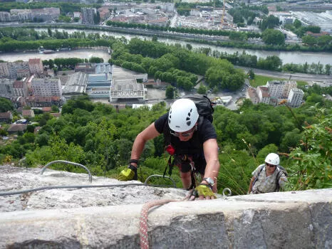 Bastille Via ferrata, end of Part 2, Vercors mountain range, Grenoble