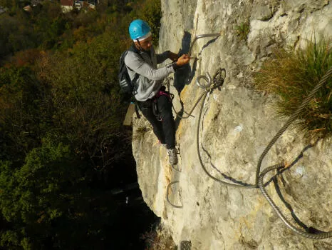 Bastille Via ferrata, in Grenoble, Chartreuse range