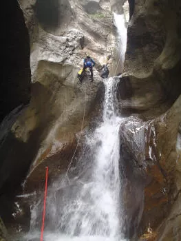 Series of abseils, Ecouges upper part, Vercors range, near Lyon and Grenoble