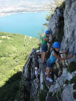Roc de Cornillon Via ferrata, in front of Bourget's Lake, Chartreuse mountain range