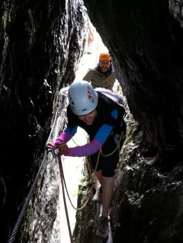 Small cave section, Cornillon via ferrata, near Lyon and Chambéry