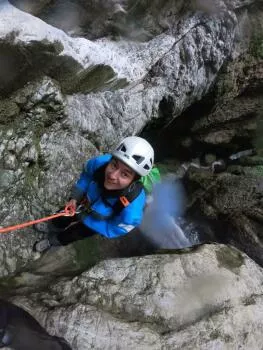Arrivée dans la vasque après le rappel