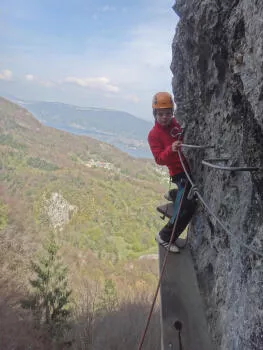 Via ferrata near Chambéry, Roc de Cornillon, Cat mountain pass Savoie.