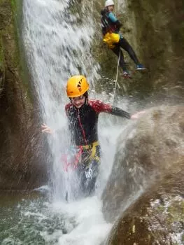 At the bottom of abseiling