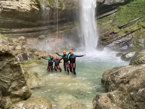 At the bottom of big waterfall in Alloix