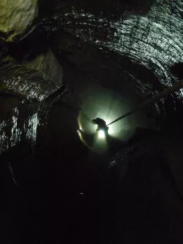 Abseiling down during the Dent de Crolles crossing