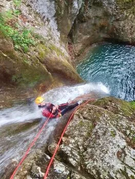 Waterslide and abseiling