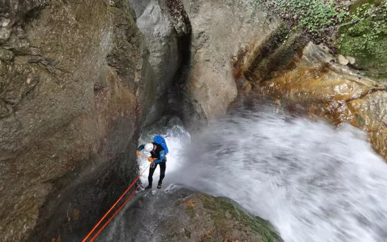 François in one of the last abseilings of the Rappel